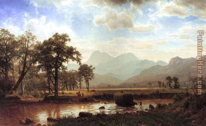 Haying, Conway Meadows painting - Albert Bierstadt Haying, Conway Meadows art painting